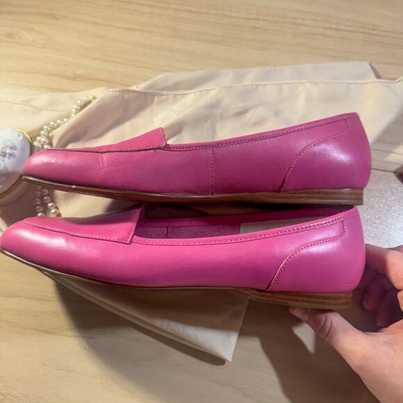 Vintage Barbiecore Enzo Angiolini Hot Pink Leather Loafers | Square Toe Flats 8M - Picture 4 of 9